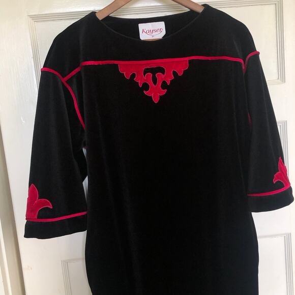 VTG 60s Kayser Velour Maxi Lounge Dress Nightgown Petite USA Gothic Vampirecore - Picture 3 of 13